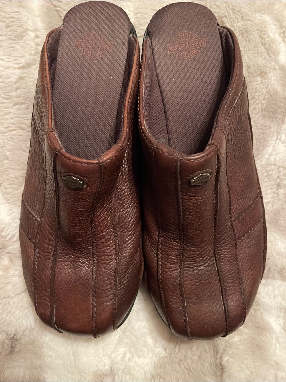 Womens Harley-Davidson Dark Brown Leather Slip-On clogs